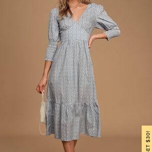 Fresh As A Daisy Blue and White Floral Print Midi Dress